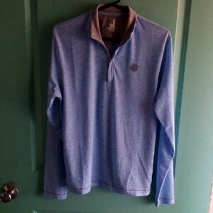 johnnie-O Light Blue and Gray Quarter-Zip Pullover